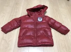 【美品】ミキハウス ダウンジャケット 100cm 赤 フード付き アウター