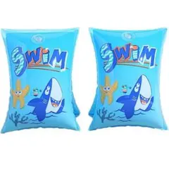 アームヘルパー 子供用 腕 アームリング 浮き輪 青色 サメ 水泳補助