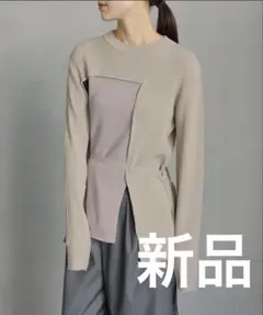 &g’aime アンジェム　ベルトドッキング配色ニットトップス