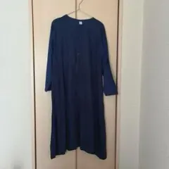 grin★麻綿ネイビー シャツワンピース