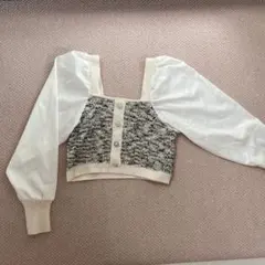 GRLラメ入りクロップドトップス　ホワイトグレー