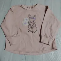 gu 90未使用ウサギイラスト 長袖カットソー ピンク