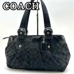 COACH 8K05 シグネチャー ミニボストンバッグ 肩掛け可 ブラック
