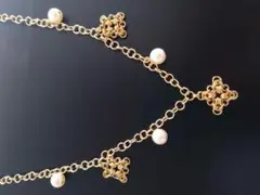 チェインメイル　パールゴールドネックレス　ハンドメイド