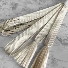 絹 帯締め☆礼装用 笹浪組 平組 白×金糸 フォーマル 組紐