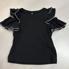 黒 フリル付き 半袖シャツ 120