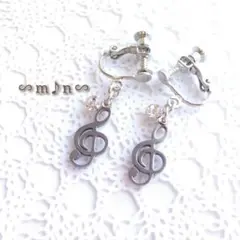 音符　ト音記号 イヤリング　　シルバー　No.252　匿名発送