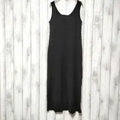 GU ジーユー (L)　リブニットワンピース　ノースリーブ　ブラック