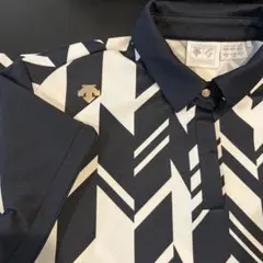 DESCENTE 幾何学模様 ポロシャツ 半袖　LL
