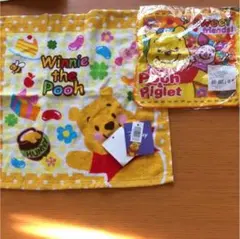 未使用品　くまのプーさん　タオル２枚セット　タオルハンカチ、ハンドタオル