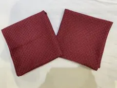 新品　日本製　格子模様のクッションカバー2枚組　45×45cm　エンジ　正方形