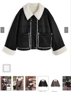 新品未使用 GRL 襟2Wayムートンブルゾン[on345] ボア ブラック