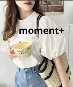 moment+/モーメントプラス　スタンドカラーパフスリーブteeのサムネイル