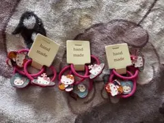 ハローキティ チャーム付きヘアゴム 3個セット