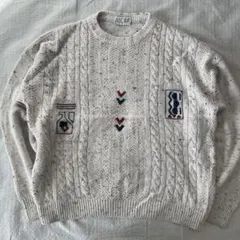 イタリア製　vintage ALLORA ケーブルニット　　刺繍　セーター