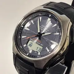 美品 稼働品 CASIO カシオ メンズ 腕時計 ソーラー アナデジ ネイビー