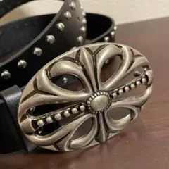 ベルト ブラック 黒大きめ 十字架 バックル スタッズ y2k パンク グランジ