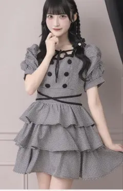 Pium クロスベルト半袖ティアードミニワンピース ネイビー ピウム