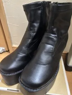 GRL ストレッチスクエアトゥ厚底ショートブーツ