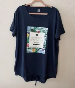 ROXY トロピカルプリント Tシャツ Lサイズ　ネイビー サーフのサムネイル