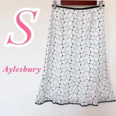 Aylesbury フレアスカート ホワイト ドット柄 S　カジュアルコーデ