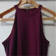 ミッシェルクラン フォーマル ロングワンピース エンジ 赤 レッド パープル 紫