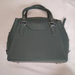 グリーン ハンドバッグ 上部ファスナー　ショルダーストラップ付のサムネイル