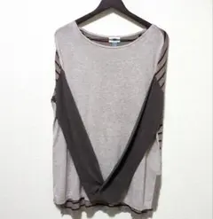 OLD NAVY パープルとグレーバックストライプ 長袖Tシャツ 《M》