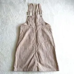 綿100% コーデュロイ ジャンパースカート 膝丈 ピンクベージュ M