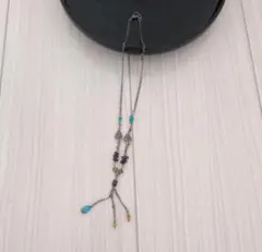 【★中古品300円均一★】ストーン風チェーンネックレス　マルチカラー