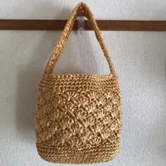 ハンドメイド品　かごバッグ　トートバッグ　スズランテープ　ビニール紐　かぎ針編み