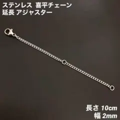 1本　ステンレス　喜平チェーン　アジャスター　シルバー　全長10cm(幅2mm)のサムネイル