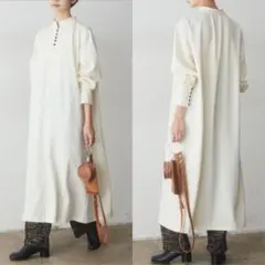 未使用タグ付き　ECICA エシカ　配色ステッチ多ボタンロングワンピース　M