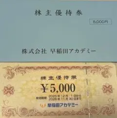早稲田アカデミー 株主優待券 5,000円