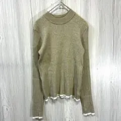 GeeRA ジーラ 袖ボタン リブニット セーター ベージュ M