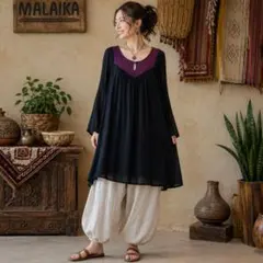 MALAIKA★　ワンピース　チュニック　エスニック　インド製　アジアンのサムネイル