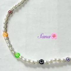 ハンドメイド　ビーズネックレス　韓国　ニコちゃん　20