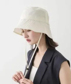 クリーム色 バケットハット 調整可能