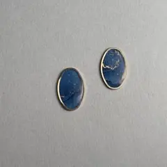 No.1576 1点のみ　ブルー　オーバル　ピアス　イヤリング　シンプル