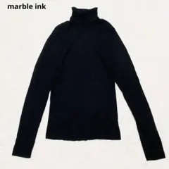マーブルインク タートルニット　セーター　M黒　リブ　美ライン　タイト　シンプル