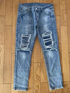 XYNZ ダメージ加工 スキニーデニムパンツ