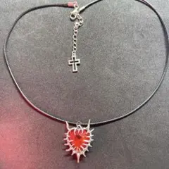 赤ハートネックレス♥꒦パンク ゴシック 地雷系 ゴスロリ 病みかわ ロリータ