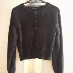 GU シャイニー クルーネックカーディガンZ ブラック Lサイズ