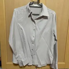 CINEMA CLUB 長袖シャツ M グレー ストライプ ブラウス