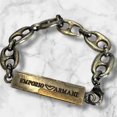 EMPORIO ARMANI シルバー　ブレスレット　オーバルチェーン　プレート