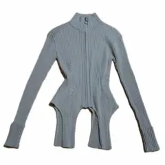 poppy あさぎーにょ garter cut rib zip top