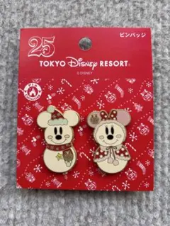 東京ディズニーリゾート 25周年クリスマス ミッキー・ミニー ピンバッジ