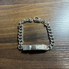 DIESEL ロゴ プレート チェーンブレスレット シルバー