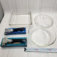 PYREX パイレックス　直径21cm 耐熱レンジ可能　丸と角