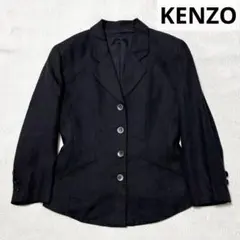 美品 KENZO リネン ジャケット ヴィンテージ エルカ期 麻100% 黒のサムネイル